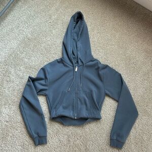 Zara Cropped Blue Slate Color Hoodoe Size Small